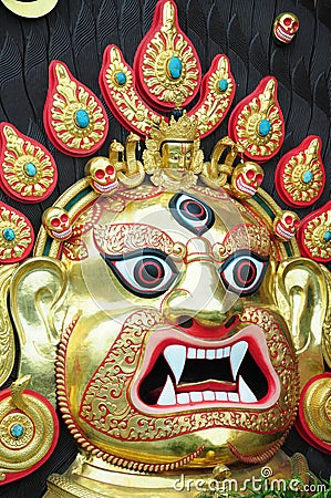 The god face sculpture in Nepal Stock Photo