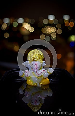 God Ganesh reflection Stock Photo