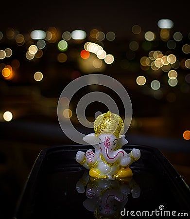 God Ganesh reflection square Stock Photo