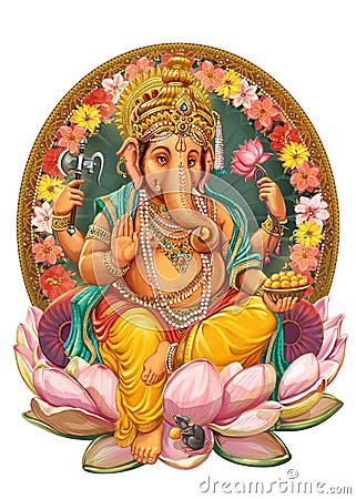 God Ganesha. Cartoon Illustration