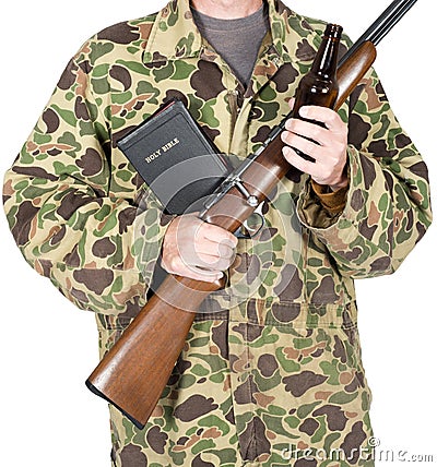 God, Guns,Guts, Bible Isolated Stock Photo