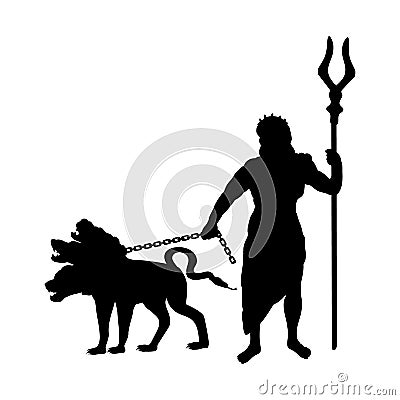 God Hades silhouette ancient mythology fantasy Vector Illustration