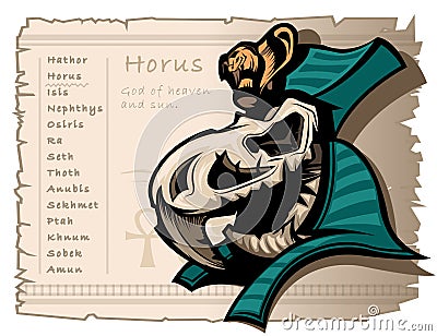 God Horus from ancient Egyptian mythology. Vector Illustration