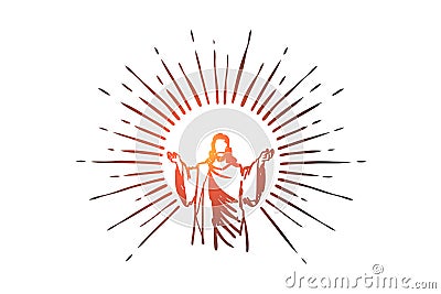 God, Jesus christ, grace, good, ascension concept. Hand drawn isolated vector. Vector Illustration