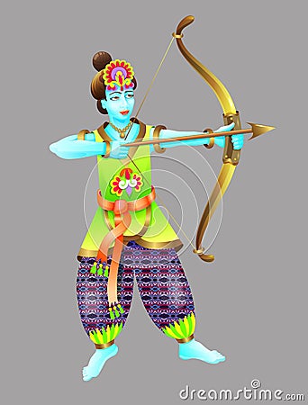 God of krishna shoots from a bow Vector Illustration