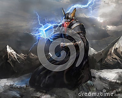 God of lightning thor Stock Photo