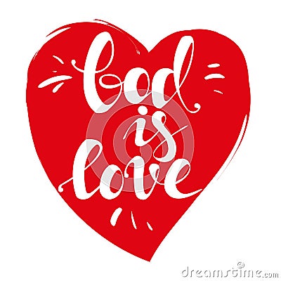 God is love calligraphic text symbol of Christianity hand drawn vector illustration sketch Vector Illustration