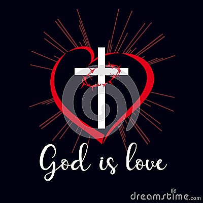 God is love inscription emblem Vector Illustration