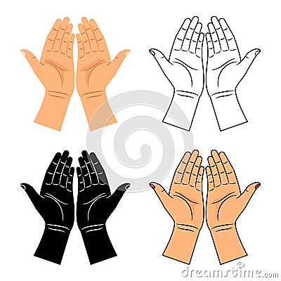 God pray blessed hands icons Vector Illustration