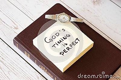 God`s timing is perfect. Trust God and Jesus Christ. Stock Photo