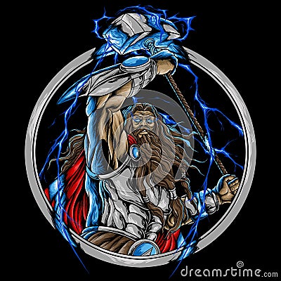 The god of thunder Cartoon Illustration