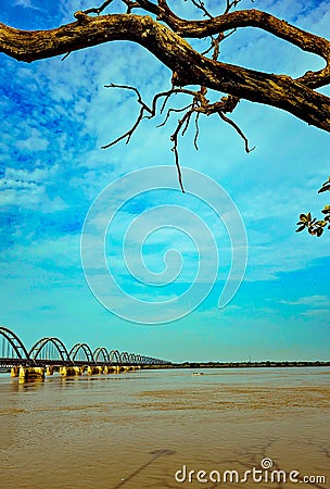 Scenic Godavari river in Rajahmundry Andhra Pradesh, India Stock Photo