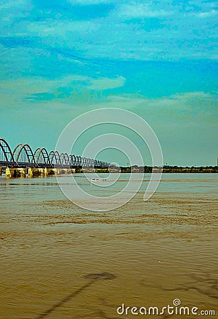 Scenic Godavari river in Rajahmundry Andhra Pradesh, India Stock Photo