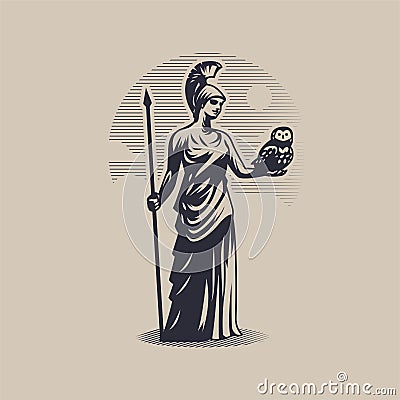 Goddess Athena or Minerva. Vector Illustration