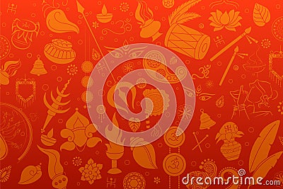 Goddess Durga Face in Happy Durga Puja Subh Navratri background Vector Illustration