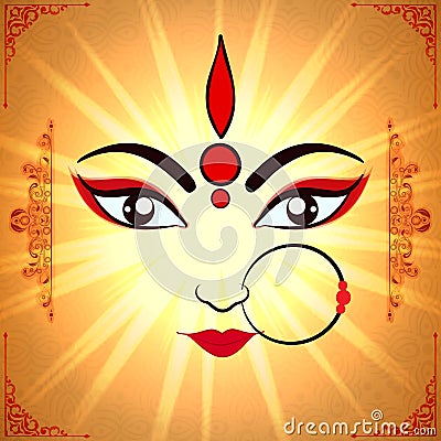 Goddess Durga for Happy Dussehra celebration. Cartoon Illustration