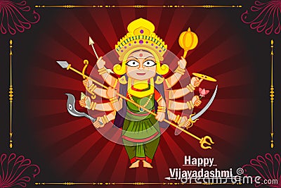 Goddess Durga for Happy Dussehra Vector Illustration