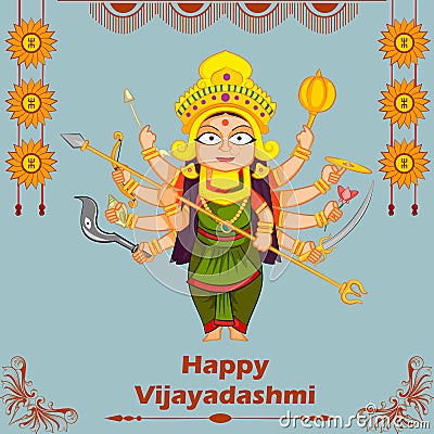 Goddess Durga for Happy Dussehra Vector Illustration