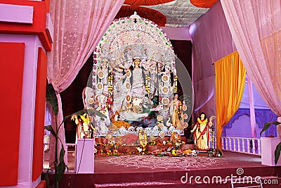 Goddess durga pandal for navratra puja Stock Photo