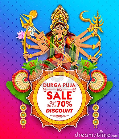 Goddess Durga in Subho Bijoya Happy Dussehra background Vector Illustration