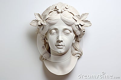 Goddess of Grace roman greek marble bust with grape leaves adornments Stock Photo