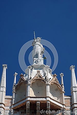 Goddess of Justice, Doge Palace in Venice Editorial Stock Photo