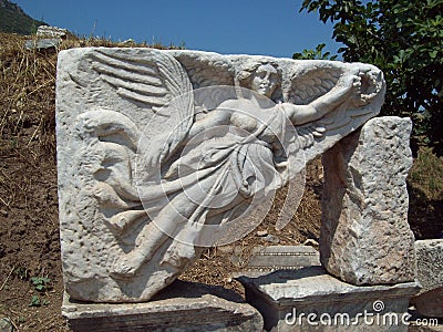 Goddess Nike at Ephesus Turkey Stock Photo