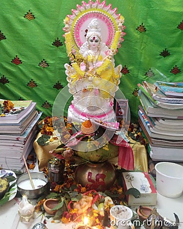 Goddess of Saraswati in Hindu Religion. Editorial Stock Photo