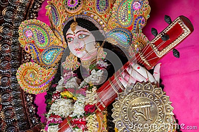 Goddess Saraswati, Kolkata, India Editorial Stock Photo