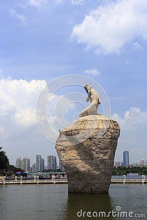 Goddess sculpture of the yuandang lake Editorial Stock Photo