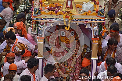 Goddess Subhadra at Rathyatra-2015, Ahmedabad Editorial Stock Photo