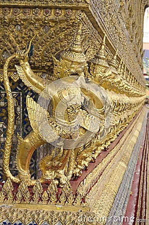 The Goden Garuda in Temple of The Emerald Buddha (Wat Phra Kaew), BANGKOK, THAILAND Stock Photo