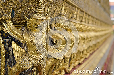The Goden Garuda in Temple of The Emerald Buddha (Wat Phra Kaew), BANGKOK, THAILAND. Stock Photo