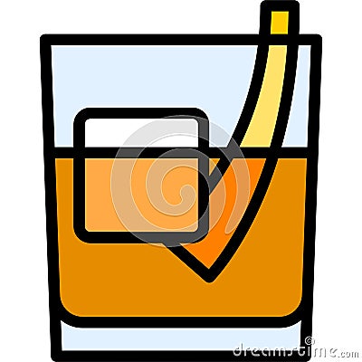 Godfather Cocktail icon, Alcoholic mixed drink vector Vector Illustration