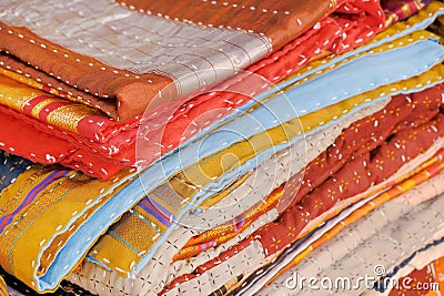 Godhadi (Blanket) Is A Traditional Hand Stitched handmade quilt from Maharashtra, India Stock Photo