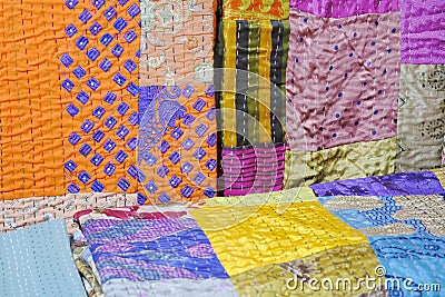 Godhadi (Blanket) Is A Traditional Hand Stitched handmade quilt from Maharashtra, India Stock Photo