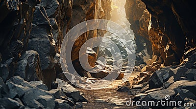 Godly Realistic Cave With Colorful Rocks: A Stunning 8k Uhd Photo Stock Photo