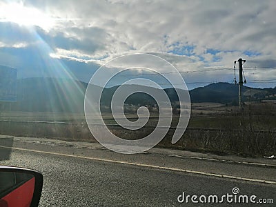 GodRay in transilvanya, Romania Stock Photo