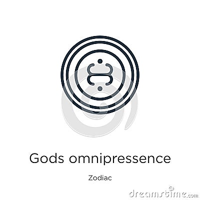 Gods omnipressence icon. Thin linear gods omnipressence outline icon isolated on white background from zodiac collection. Line Vector Illustration