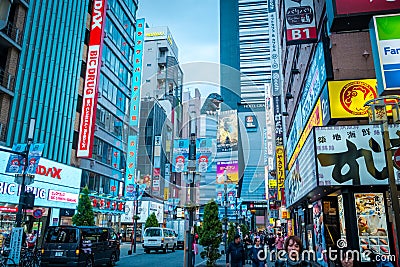 Godzilla at street in Kabukicho district, Shinjuku, Japan. Editorial Stock Photo