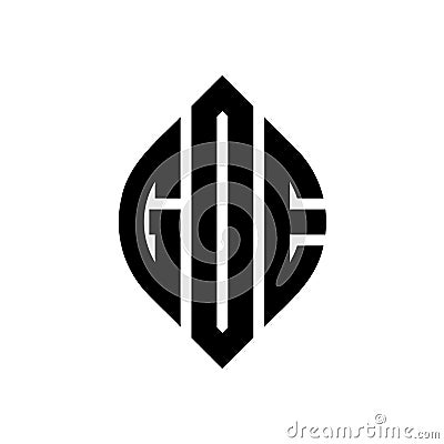 GOE circle letter logo design with circle and ellipse shape. GOE ellipse letters with typographic style. The three initials form a Vector Illustration
