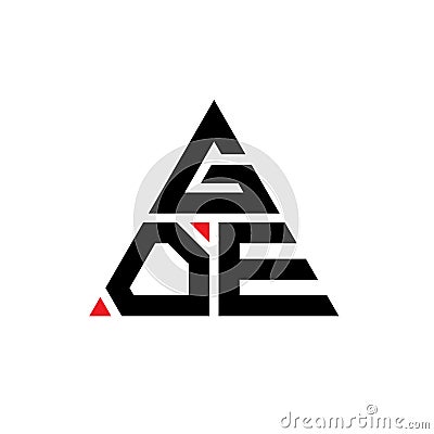 GOE triangle letter logo design with triangle shape. GOE triangle logo design monogram. GOE triangle vector logo template with red Vector Illustration