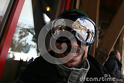 Goggle Man Smile Stock Photo