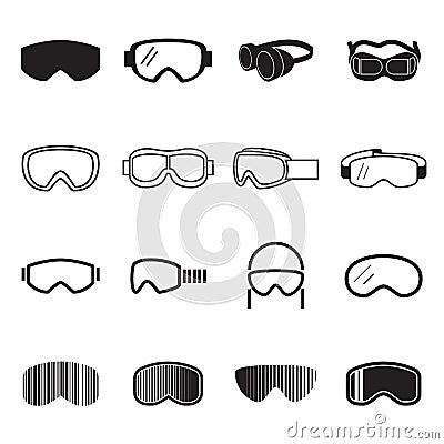 Goggles icons. Safety glasses icons Vector Illustration