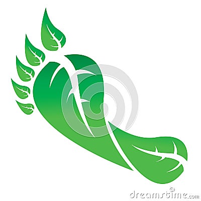 Gogreen footprint green leaves Vector Illustration