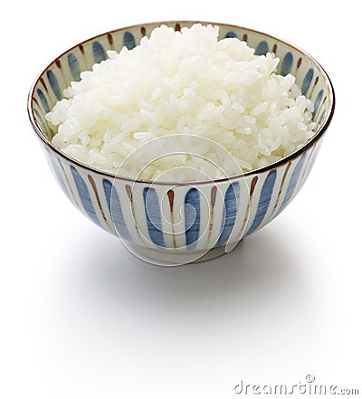 Gohan, cooked white rice, japanese staple food Stock Photo