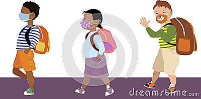 Going back to school in pandemic Vector Illustration