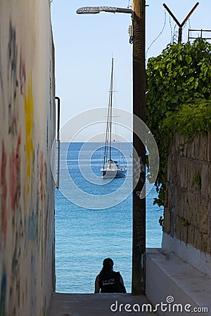 Going down to the Cala Major beach Editorial Stock Photo