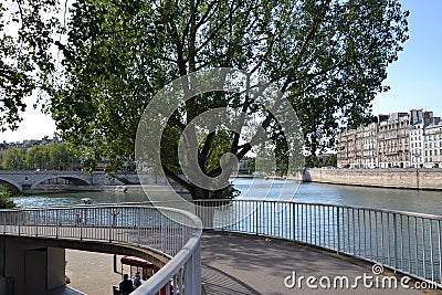 Going Down to the Paris Seine River Stock Photo