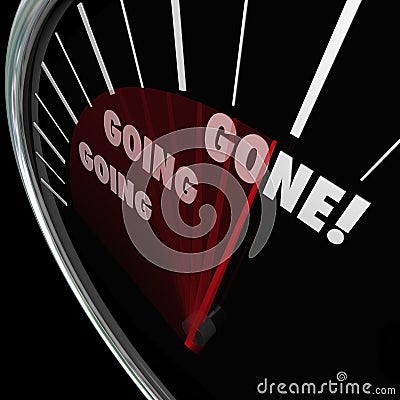 Going Going Gone Speedometer Fast Quick Action Bidding Auction Stock Photo